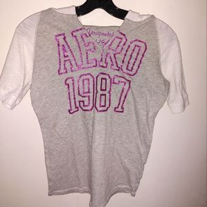 Girls size large Aeropostale pullover short sleeve hooded shirt pre-owned